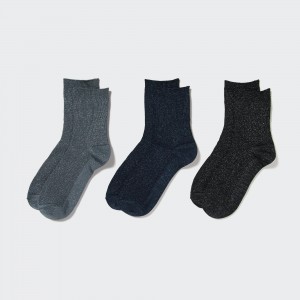 Uniqlo Glitter Socks Three Pairs Socken Damen Dunkelgrau | 62738YRKL