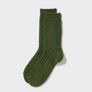 Uniqlo Heattech Cable Knit Thermal Socks Socken Damen Grün | 93064DZBQ