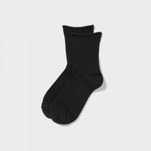 Uniqlo Heattech Crew Top Roll Thermal Socks Socken Damen Schwarz | 90358ULSO