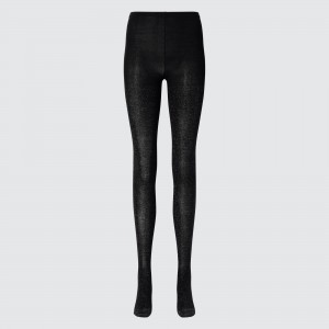 Uniqlo Heattech Glitter Knitted Thermal Tights Strumpfhose Damen Schwarz | 25187RIJH