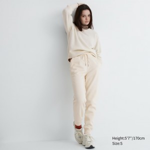 Uniqlo Heattech Pile Lined Joggers Oberteile Damen Weiß | 47506WQJR