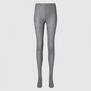Uniqlo Heattech Ribbed Knitted Thermal Tights Strumpfhose Damen Grau | 98127WASL
