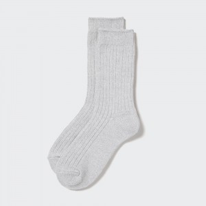 Uniqlo Heattech Ribbed Thermal Socks Socken Damen Grau | 71609CZAS
