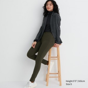 Uniqlo Heattech Ultra Stretch High Rise Thermal Leggings Trousers Oberteile Damen Olivgrün | 16375KXZG