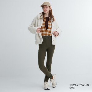 Uniqlo Heattech Ultra Stretch High Rise Leggings Trousers Long Oberteile Damen Olivgrün | 08134KYUR