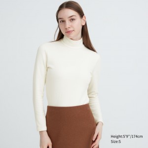 Uniqlo Heattech Ultra Warm High Neck Long Sleeved Thermal Top T-shirts Damen Weiß | 14259JRMH