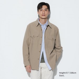 Uniqlo Jersey Overshirt Jacken Herren Beige | 68293RIEW