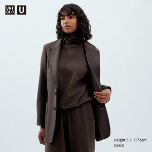 Uniqlo Jersey Tailored Jacket Jacken Damen Dunkelbraun | 94637DGMZ