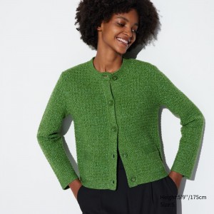 Uniqlo Knitted Short Jacket Pullover Damen Grün | 73190GOAR