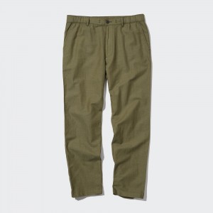 Uniqlo Linen Blend Relaxed Fit Trousers Hosen Herren Olivgrün | 38154AURB