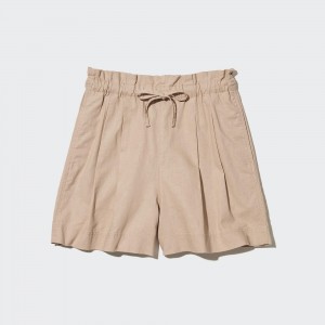 Uniqlo Linen Cotton Shorts Kurze Hose Damen Beige | 02458YQSW