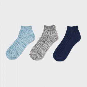 Uniqlo Marl Ankle Socks Three Pairs Socken Damen Blau | 12053EDCW