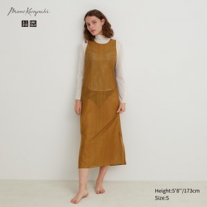 Uniqlo Mesh Sleeveless Maxi Dress Kleid Damen Braun | 83702DIBK
