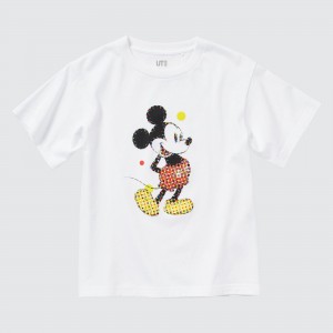 Uniqlo Mickey Stands Ut Graphic T-Shirt T-shirts Kinder Weiß | 74359MULS