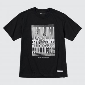 Uniqlo Peace For All Graphic T-Shirt Kosuke Kawamura T-shirts Damen Schwarz | 39768ZKVW