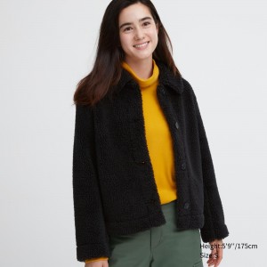 Uniqlo Pile Lined Fleece Jacket Jacken Damen Schwarz | 25694TJAH