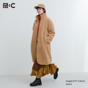 Uniqlo Pile Lined Fleece Stand Collar Coat Jacken Damen Beige | 07839MRVC