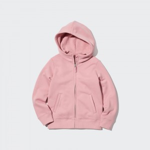 Uniqlo Pile Lined Sweat Zipped Hoodie Hoodie Kinder Rosa | 05136FWUK