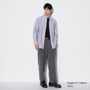 Uniqlo Pleated Wide Leg Trousers Hosen Herren Grau | 83601ILFN