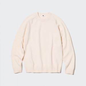 Uniqlo Premium Lambswool Crew Neck Jumper Pullover Herren Weiß | 85761CXVW