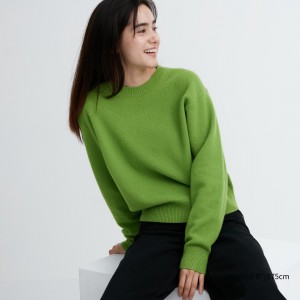 Uniqlo Premium Lambswool Crew Neck Jumper Pullover Damen Grün | 65984VUQP