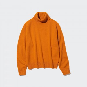 Uniqlo Premium Lambswool Turtleneck Jumper Pullover Damen Orange | 71039LWKG