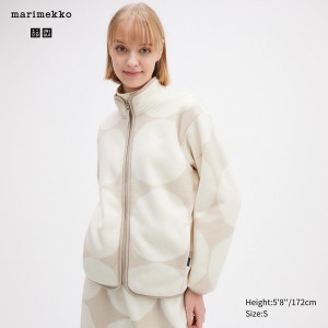 Uniqlo Printed Fleece Jacket Jacken Damen Hellgrau | 28097LBPR