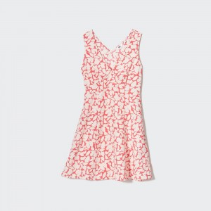 Uniqlo Printed V Neck Sleeveless Mini Dress Kleid Damen Rot | 69235FAOH