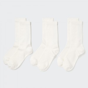 Uniqlo Ribbed Socks Three Pairs Socken Damen Weiß | 27613YXGU
