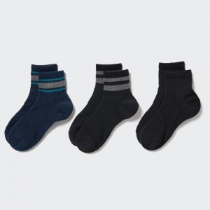 Uniqlo Ribbed Socks Three Pairs Socken Damen Navy | 13759YPEW
