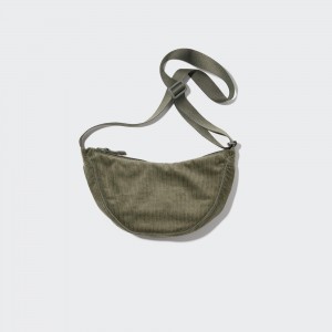 Uniqlo Round Mini Shoulder Bag Corduroy Taschen Damen Olivgrün | 47165ZBLX