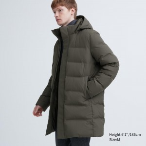 Uniqlo Seamless Down Coat Jacken Herren Olivgrün | 70859UFJS