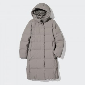 Uniqlo Seamless Down Long Coat Jacken Damen Grau | 95231CIRV