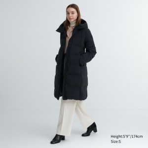 Uniqlo Seamless Down Long Coat Jacken Damen Schwarz | 52891WDHJ