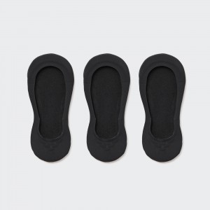 Uniqlo Sheer Invisible No Show Socks Three Pairs Socken Damen Schwarz | 40217SFHP