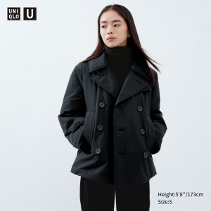 Uniqlo Short Padded Pea Coat Jacken Damen Schwarz | 43815LUFS