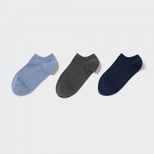 Uniqlo Short Socks Three Pairs Socken Damen Blau | 24938XWIY