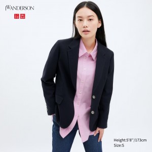 Uniqlo Single Breasted Jacket Jacken Damen Navy | 93180TCQU