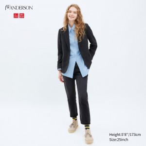 Uniqlo Slim Fit Straight Leg Jeans Jeans Damen Dunkelgrau | 72394SMGI