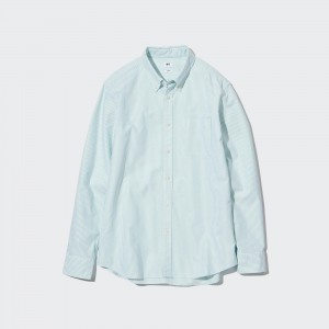 Uniqlo Slim Fit Striped Oxford Shirt Hemd Herren Grün | 91640VEFL