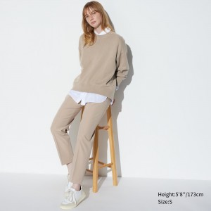 Uniqlo Smart Ankle Length Trousers Long Oberteile Damen Beige | 83120GREY