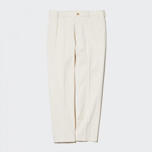 Uniqlo Smart Cotton Ankle Length Trousers Long Hosen Herren Weiß | 79835RQFX