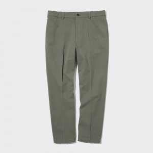 Uniqlo Smart Cotton Ankle Length Trousers Hosen Herren Olivgrün | 32679KYSP