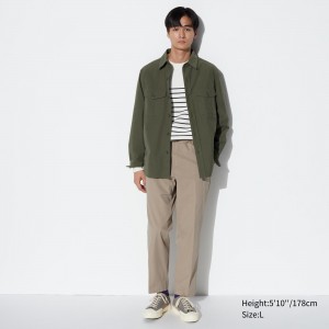 Uniqlo Smart Cotton Ankle Length Trousers Hosen Herren Beige | 12938DXLB