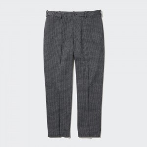Uniqlo Smart Gun Club Checked Ankle Length Trousers Hosen Herren Grau | 20489ISWU
