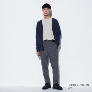 Uniqlo Smart Gunclub Checked Ankle Length Trousers Hosen Herren Grau | 78962URXK