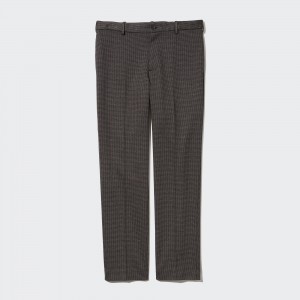 Uniqlo Smart Houndstooth Ankle Length Trousers Long Hosen Herren Dunkelbraun | 67289NVFI