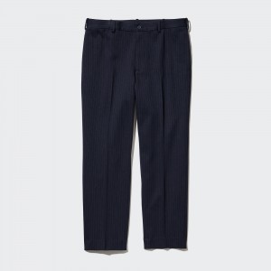 Uniqlo Smart Striped Ankle Length Trousers Hosen Herren Navy | 73280CIPD