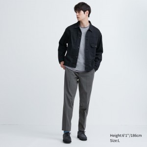 Uniqlo Smart Wool Like Ankle Length Trousers Long Hosen Herren Grau | 80367QALX