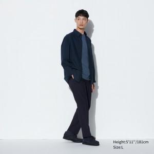 Uniqlo Smart Wool Like Ankle Length Trousers Anzüge Herren Navy | 67810KUJP